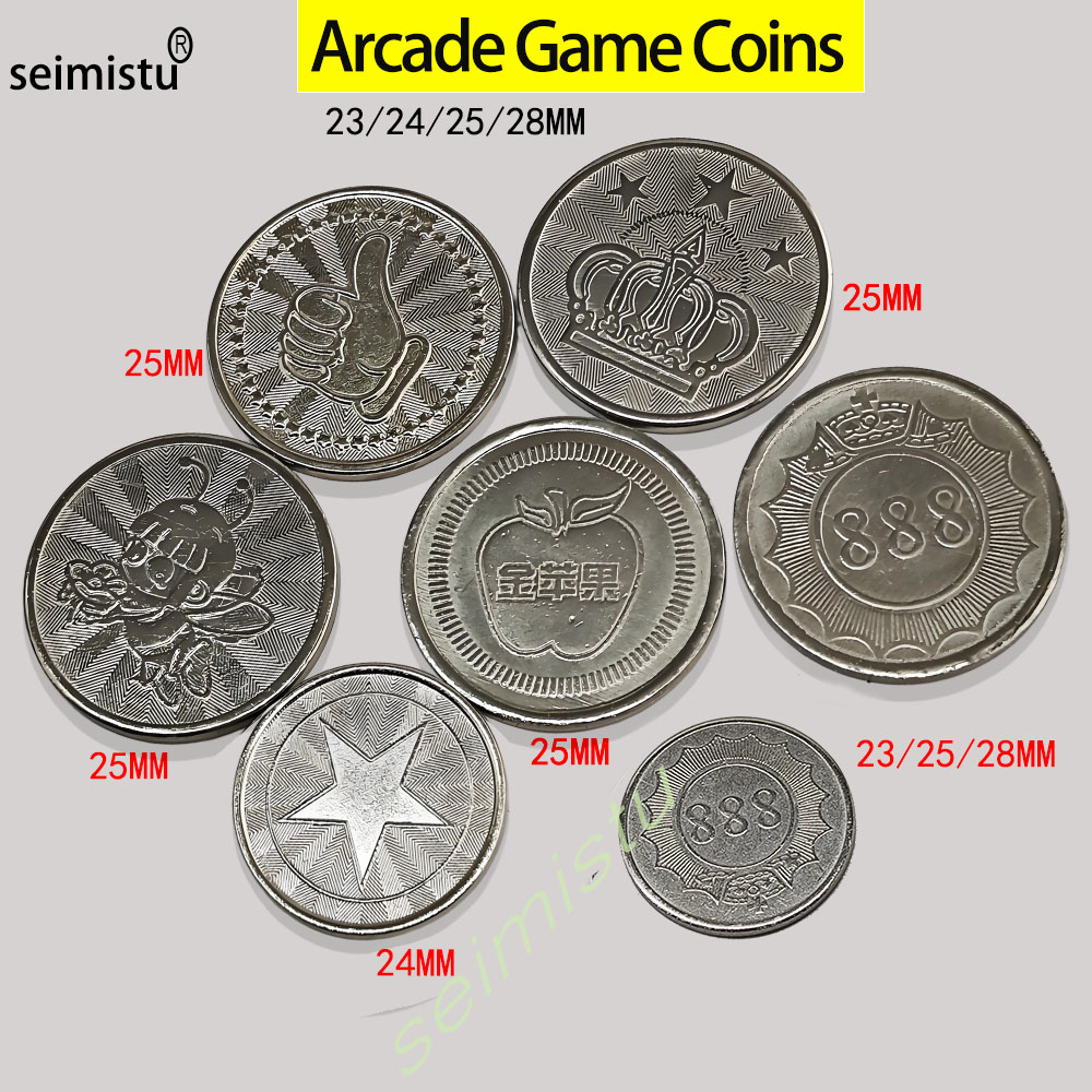Coin Pusher Machine - 100 adet Paslanmaz Çelik 23/24/25mm Jetonlar